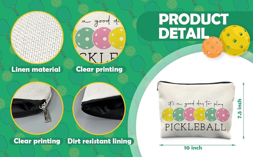 Pickleball Gifts for Women, Pickleball Makeup Bag Cosmetic Pouch, Pickleball Accessories Women
