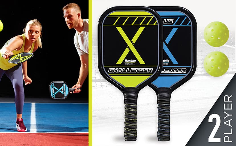 Franklin Sports 2 Player Pickleball Paddle + Ball Starter Set - Includes (2) Aluminum Paddles and (2) X-40 Balls - USA Pickleball (USAP) Approved