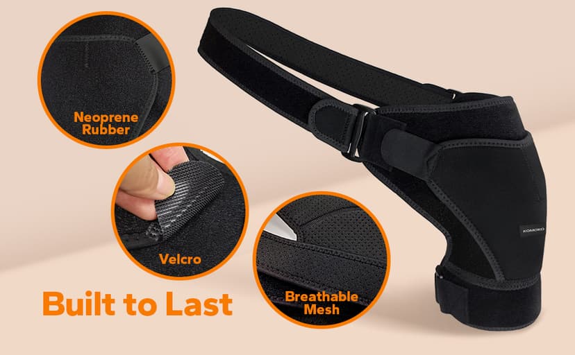 Komoko Shoulder Brace, Rotator Cuff Support Brace and Arm Sling for Pain Relief, Shoulder Compression Sleeve for Preventing Strains and Dislocation, Adjustable Fits Left and Right Arm, Men & Women