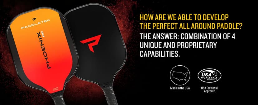 Paddletek Phoenix G6 Pickleball Paddle | Professional Pickleball Paddles with Honeycomb Core, Polycarbonate Surface, Graphite PolyCore & High Tack Performance Grip | USAPA Approved