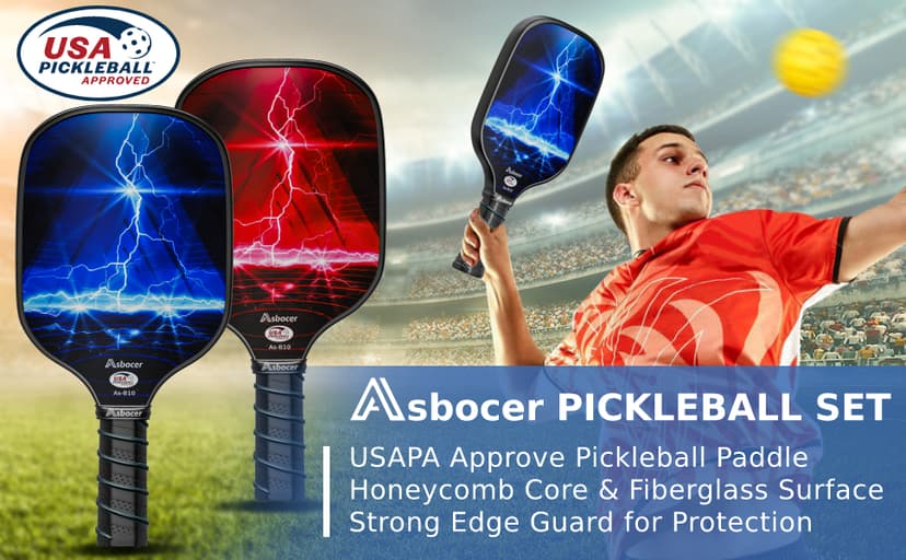 Pickleball Paddles, USAPA Approved Pickleball Paddles Set of 2, Fiberglass Surface Pickleball Set, 4 Pickleball Balls, 2 Cooling Towels, Pickleball Bag, Pickleball Paddle Gifts for Men Women