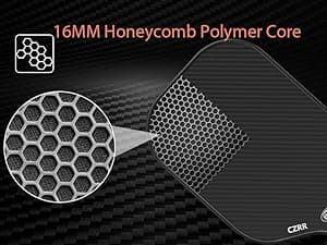 Pickleball Paddle, USA Pickleball Approved, 3K Raw Carbon Fiber Surface (CFS) High Grit & Spin, with 16MM Polypropylene Honeycomb Core, Ideal for Novice and Professional Players