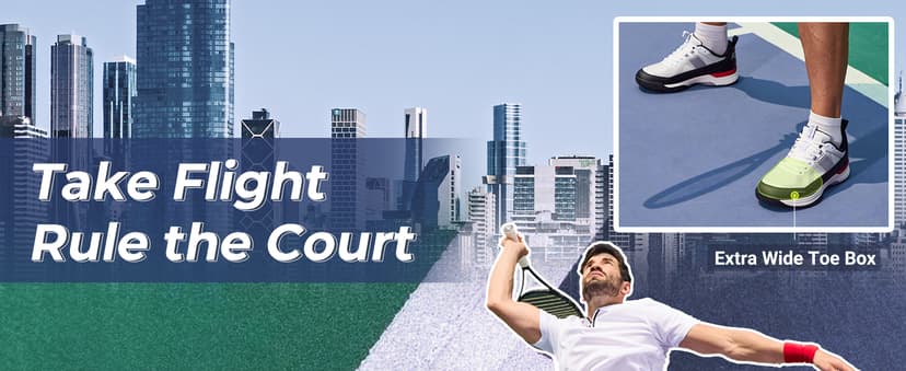 FitVille Wide Tennis Shoes for Men Pickleball Shoes Lightweight Breathable All Court Athletic Shoes with Arch Support & Wide Toe Box