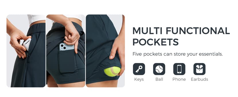 CRZ YOGA 4-Way Stretch Skirts for Women High Waisted Work Casual Golf Tennis Skirt Skorts with 5 Pockets