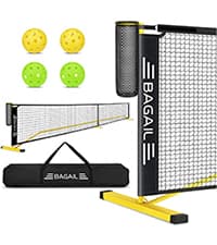 BAGAIL Portable Pickleball Net Set, 22 FT Regulation Size Pickle Ball Net with Ball Collector, Carry Bag, Easy Setup for Outdoor Indoor Driveway - Red