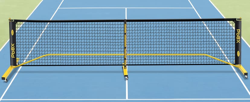 Pickleball Net Set, Portable Pickleball Set w/Wheels, 11ft & 22ft Regulation Size Pickel Ball Net, Set of 4 Balls and Paddles, Heavy Duty Frame for Backyard Driveway Outdoor