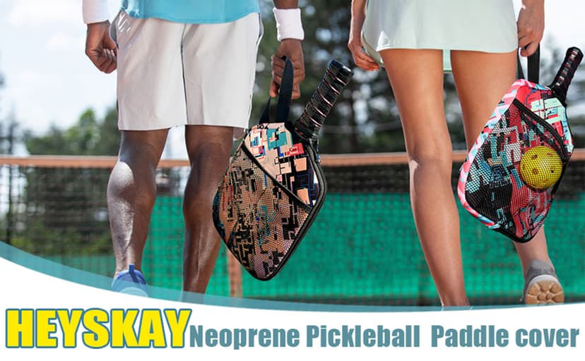 HEYSKAY Pickleball Paddle Cover Pickleball Racket Sleeve Bag with Handle Strap Pickle-Ball Equipment Protective Paddle Sleeve with Mesh Pocket
