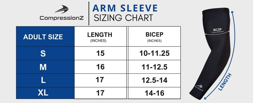 CompressionZ Sports Compression Arm Sleeves Men & Women | Basketball Baseball Football Golf UV Protection & Elbow Pain Relief