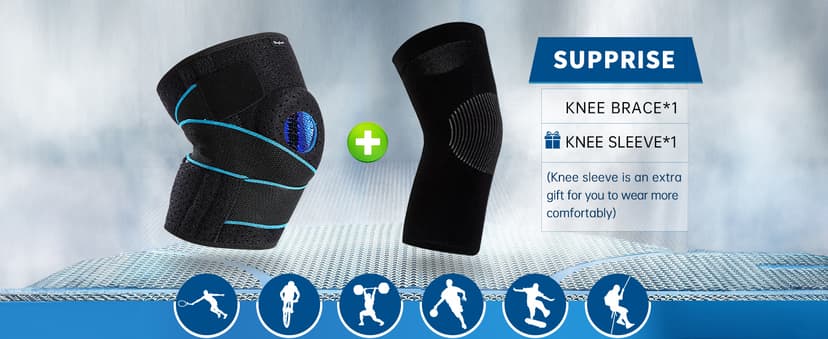 DOUFURT Knee Brace for Women & Men Meniscus Tear, Plus Size Knee Braces for Knee Pain Relief, Arthritis, Compression Knee Support Side Stabilizers
