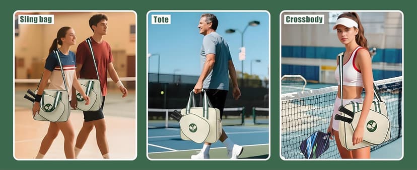 Newluck Pickleball Tote Sling Bag for Women/Men/Boy/Girl,Large Capacity,Adjustable Shoulder Strap with Fence Hook Accessories