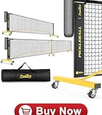 Fostoy Portable Pickleball Net with Wheels, Pickleball Set with 4 Fiberglass Paddles & 6 Pickleballs, Carry Bag, for Backyards Driveways and Garages