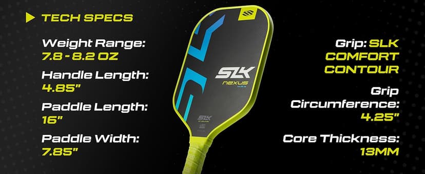 2025 SLK Nexus Pickleball Paddle | SpinFlex Surface and Graphite Pickleball Paddle Face | 13mm SX4 Polymer Core for Ultimate Consistency