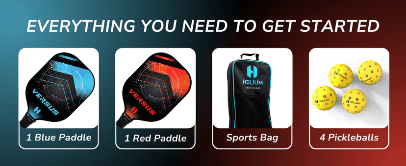 Helium Versus Pickleball Set - Pickleball Paddles with Honeycomb Core, Graphite Strike Face, and Premium Comfort Grip – 4 Balls and Convenient Sports Bag Included (Set of 2 or Set of 4 Paddles)