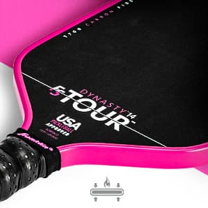 Franklin Sports Pro Pickleball Paddles - FS Tour Series Raw Carbon Fiber T700 - USA Pickleball Approved - Unibody Epoxy Resin Injected Edge - Dynasty + Tempo - 14mm/16mm Core - Gray, Blue + Pink
