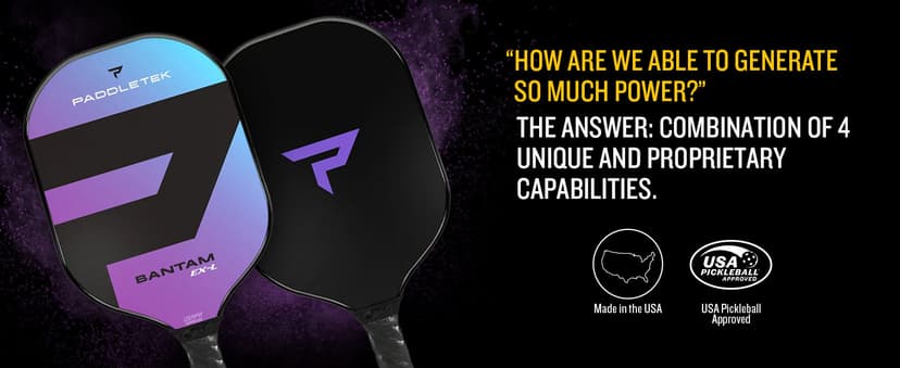 Paddletek Bantam EX-L Pickleball Paddle | Professional Pickleball Paddles with Honeycomb Core, Polycarbonate Surface, Bantom PolyCore & High Tack Performance Grip | USAPA Approved