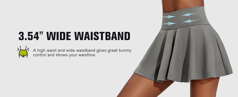 PINSPARK Womens Tennis Skirt Pleated Athletic Skirts with Pockets Shorts High Waisted Golf Skort for Workout Pickleball