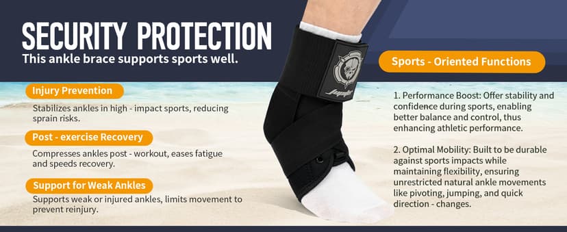 Jupiter Ankle Brace for Sprained Ankles for Women & Men, Made of Neoprene with Dual Springs, for Injury Recover, Running, Basketball and Cycling(Black M 11‘’-14‘’)