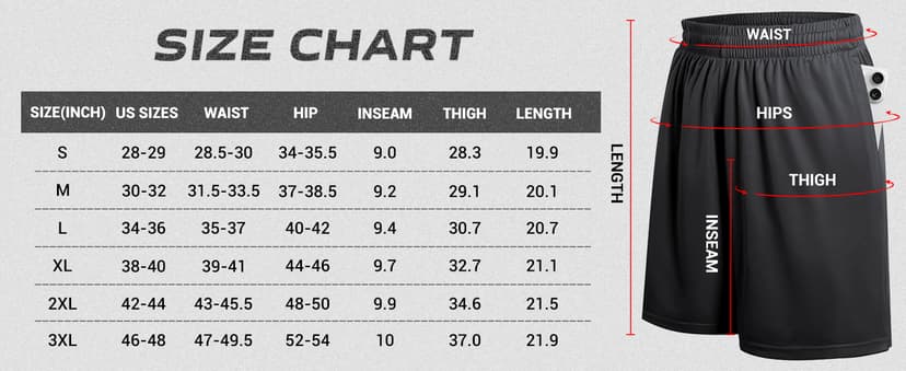 BALENNZ Athletic Shorts for Men with Pockets and Elastic Waistband Quick Dry Activewear