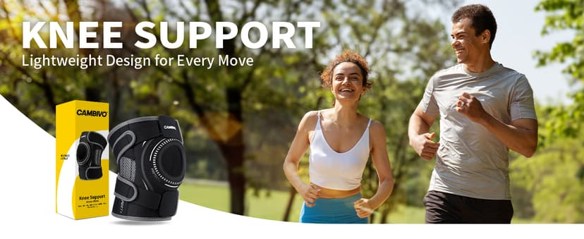 CAMBIVO Elite Motion Series Knee Brace for Women & Men with Side Stabilizers, Patella Knee Brace for Meniscus Tear, Knee Support for Knee Pain Relief, Running, Basketball, Workouts (Black, Large)