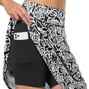 Fulbelle Golf Skorts Skirts for Women with 3 Pockets 20" Knee Length High Waisted Skorts