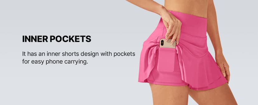 G4Free 15"/20" Tennis Skirts for Women Golf Skorts with Pockets High Waist Ruffle Athletic Skirt Inner Shorts