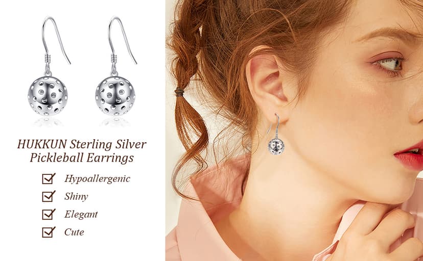 Sterling Silver Hypoallergenic Pickleball, Clarinet, Hockey, Basketball, Baseball, Roller Skating Earring - Music and Sport Jewelry Gifts for Women, Mother, Sport Lover