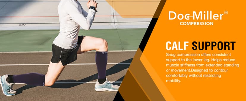 Doc Miller Compression Calf Sleeve for Men & Women, Premium Medical Grade, 15-20mmHg Graduated Support for Running, Calf Tear, Shin Splints, Knee High, Calf Sleeves, 1 Pair