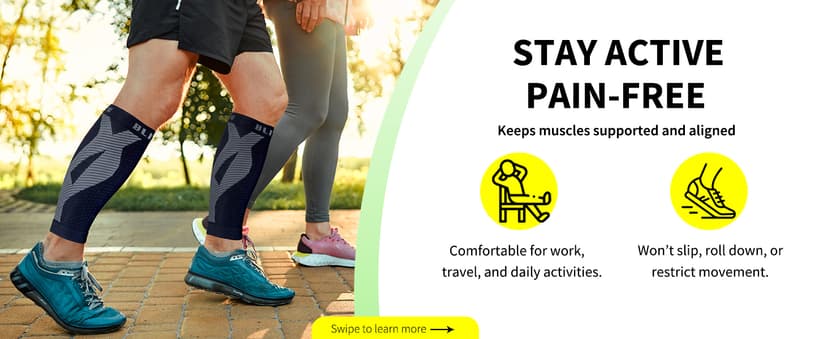 BLITZU Calf Compression Sleeve for Men & Women Footless Compression Socks Support Runners Leg Sleeve Shin Splints Pain Relief
