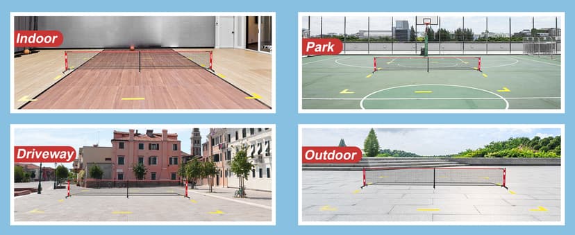 Portable Pickleball Net, Pickle Ball Net Outdoor with 22ft Regulation Size Net, Court Markers, Durable Frame PE Knited Pickleball Practice Net System for Backyard Driveway