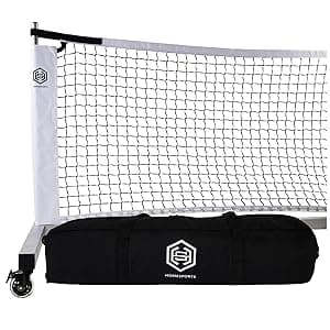Dominator Standard Portable Pickleball Net - Heavy Duty Indoor/Outdoor Portable Regulation Pickleball Net - USAPA Compliant Net - Includes Rolling Carry Bag & Locking Wheels