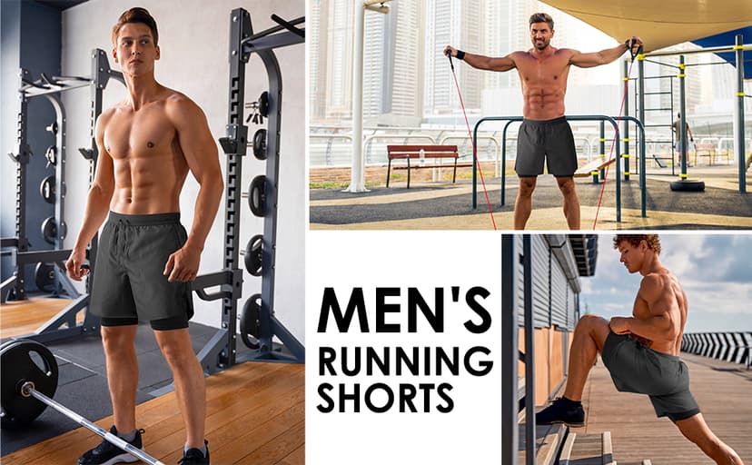 NIMOJIRO Men's 2 in 1 Running Shorts Workout Athletic Training Gym Outdoor Sports Shorts