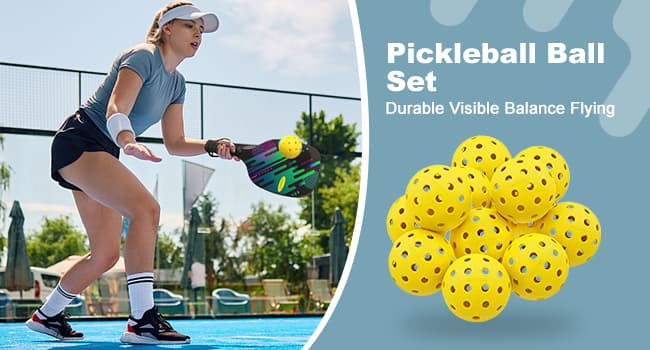 Pickleball Net Set, Portable Pickleball Set w/Wheels, 11ft & 22ft Regulation Size Pickel Ball Net, Set of 4 Balls and Paddles, Heavy Duty Frame for Backyard Driveway Outdoor