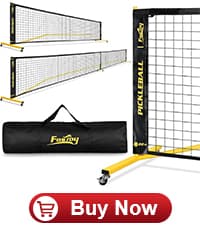 Pickleball Net with Wheels, Portable 2-in-1 Pickle Ball Net with Ball Collector,22FT Regulation Size & 11FT Half Court Size, Carry Bag, Steady Metal Frame for Outdoor Indoor Driveway