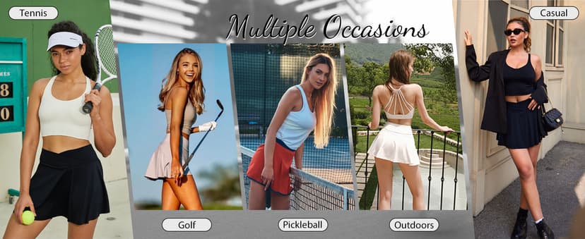 FireSwan Tennis Skirt for Women with Pockets Shorts Crossover High Waisted Pleated Golf Skorts Athletic Workout Skirts