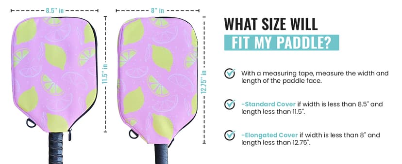 Pickleball Paddle Sleeve | Canvas Cover with Padding and Zipper | Protective Paddle Case for Rackets | Lightweight Pickleball Holder for Storage | Cover Only | Elongated & Standard Size