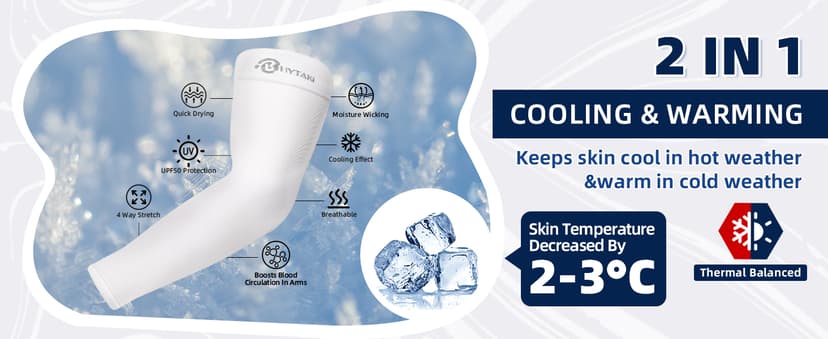 BHYTAKI UV Sun Protection Arm Sleeves, UPF 50 Sports Cooling Arm Compression Sleeves for Men Women Teenager