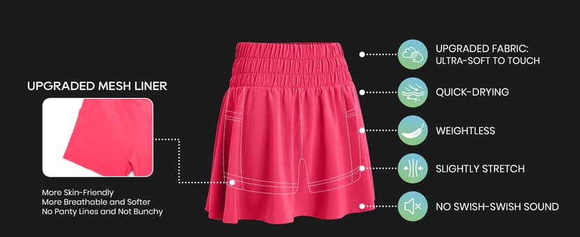 CRZ YOGA High Waisted Flowy Tennis Skirts for Women Pleated Casual Golf Athletic Pickleball Skorts with Shorts Pockets