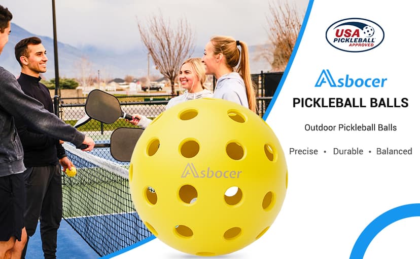 USAPA Approved Outdoor Yellow 40-Hole Pickleballs, 12-Pack in Mesh Bag with High Elasticity
