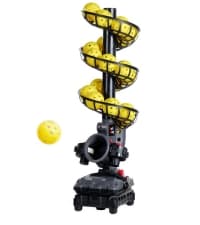 681PBH Pickleball Machine with Auto Swing, 3 Angles & 4 Speeds Adjustable, Portable Pickleball Launcher for Indoors & Outdoors Practice, Powered by Power Bank/Batteries/AC Power, for Beginners