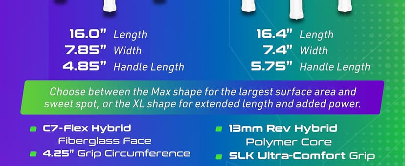 SLK Latitude 2.0 Pickleball Paddle | G4 Graphite Pickleball Paddle Face | Rev-Core+ Technology with SpinFlex Surface | Redesigned for Performance and Control