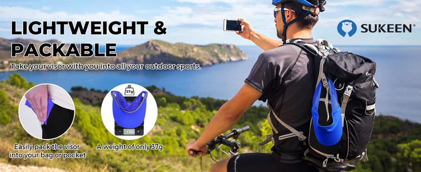 Sukeen Sports Sun Visor Men Women Lightweight Packable Cooling Stretchy Visor Hat for Running, Tennis, Golf