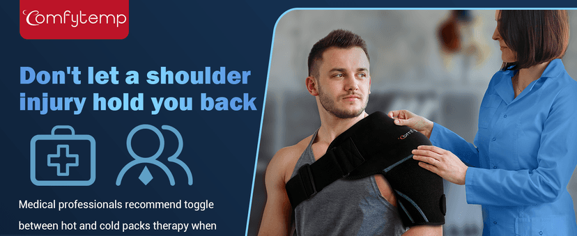 Comfytemp Shoulder Ice Pack Wrap, FSA HSA Eligible, Shoulder Brace with Gel Ice Pack for Injuries Reusable, Physical Therapy Cold Compression Sleeve for Arm Rotator Cuff Pain Relief, Surgery Recovery
