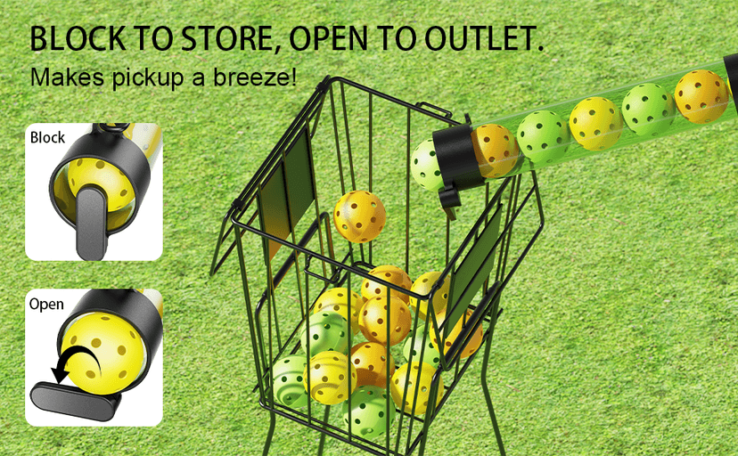 17 Balls Pickleball Ball Retriever & Ball Holder Storage with Strap, Back Saver for Pickleball Accessories, Quick for Pickleball Tube Ball Pickup