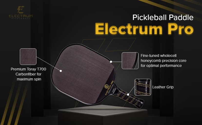 Paddle USAPA Approved | Carbon Fiber Surface | Polypropylene Honeycomb Core | Best Paddle for Spin and Power | Lightweight
