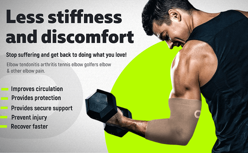 Elbow Brace Compression Sleeve (1 Pair) - Instant Arm Support Elbow Sleeves for Tendonitis, Arthritis, Bursitis, Golfers & Tennis Elbow Brace, Treatment, Workouts, Weightlifting, Pain Relief, Recovery