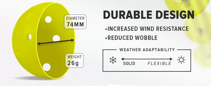 JOOLA Primo Pickleball Balls - Tournament Indoor and Outdoor Pickleball Balls - USAPA Approved - Ideally Weighted and Precision Crafted 40 Hole Design Official Size - Choose 4, 20, 100 Pack