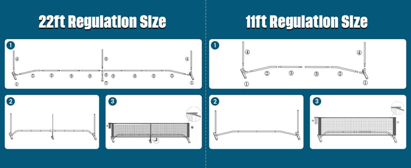 BAGAIL Portable Pickleball Net Set with Wheels, 22 FT Regulation Size & 11 FT Half Court Size 2-in-1 Pickle Ball Net with Ball Collector, Carry Bag, 4 Pickle Balls, Easy Setup for Outdoor Indoor