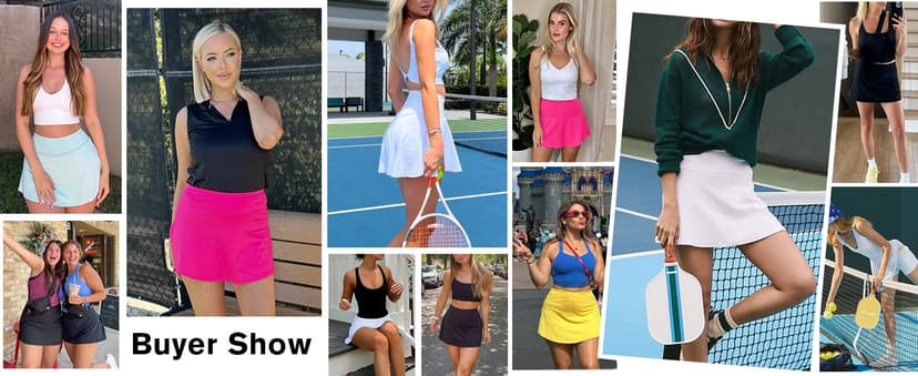 PINSPARK Tennis Skirts for Women Pleated Athletic Skort Lightweight Golf Skirts with Shorts Pocket Workout Pickleball