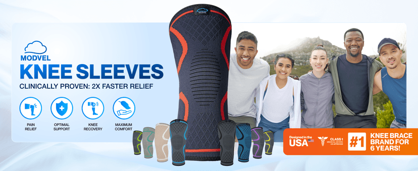 Modvel Compression Knee Brace for Women & Men, 2-Pack Knee Brace for Running Knee Pain, Knee Support Compression Sleeve, Workout Sports Knee Braces for Meniscus Tear, ACL & Arthritis Pain Relief