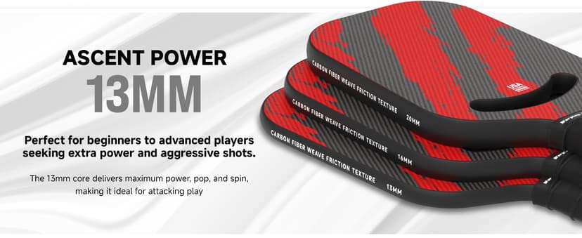 Warping Point Ascent Pickleball Paddles| Carbon Fiber Pickleball Racket with Aero Throat | Textured Grit Surface | Hexa Polymer Core | Designed for Swing Speed and Maneuverability
